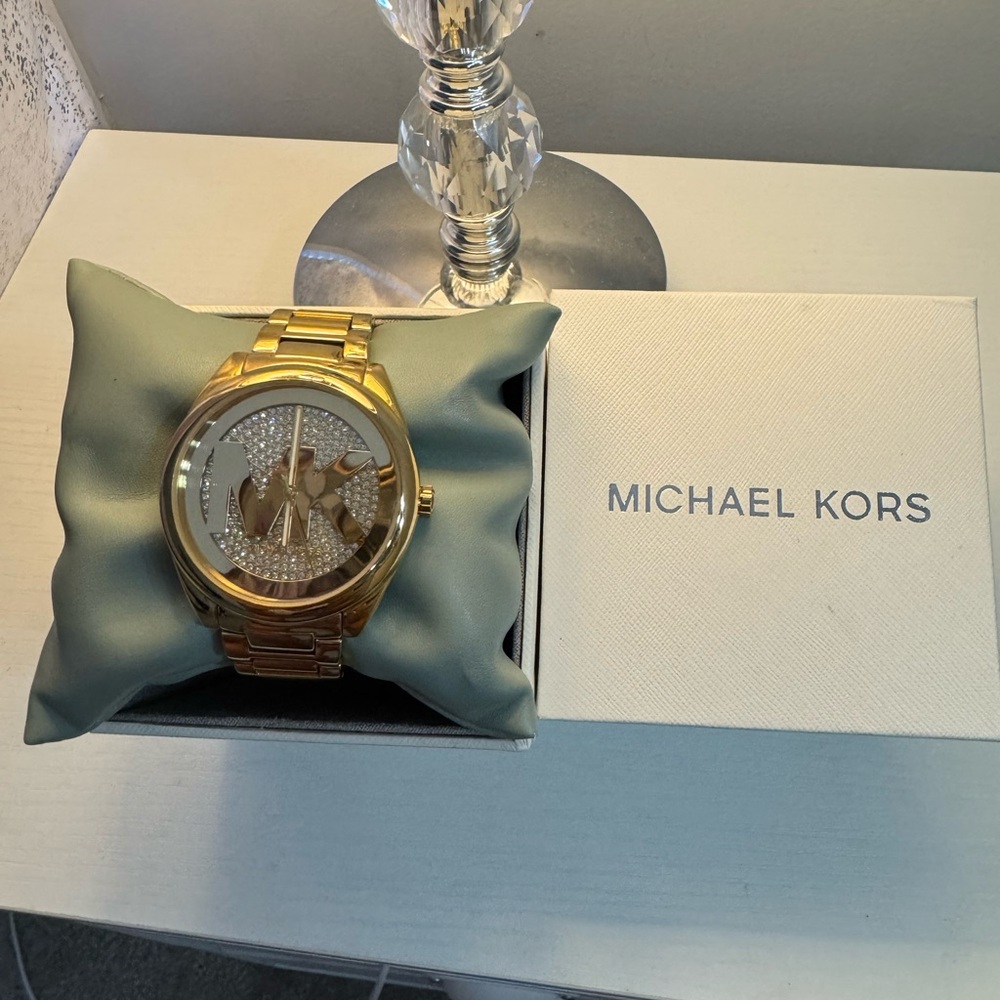 Michael Kors Gold-Tone Watch with Crystal Dial